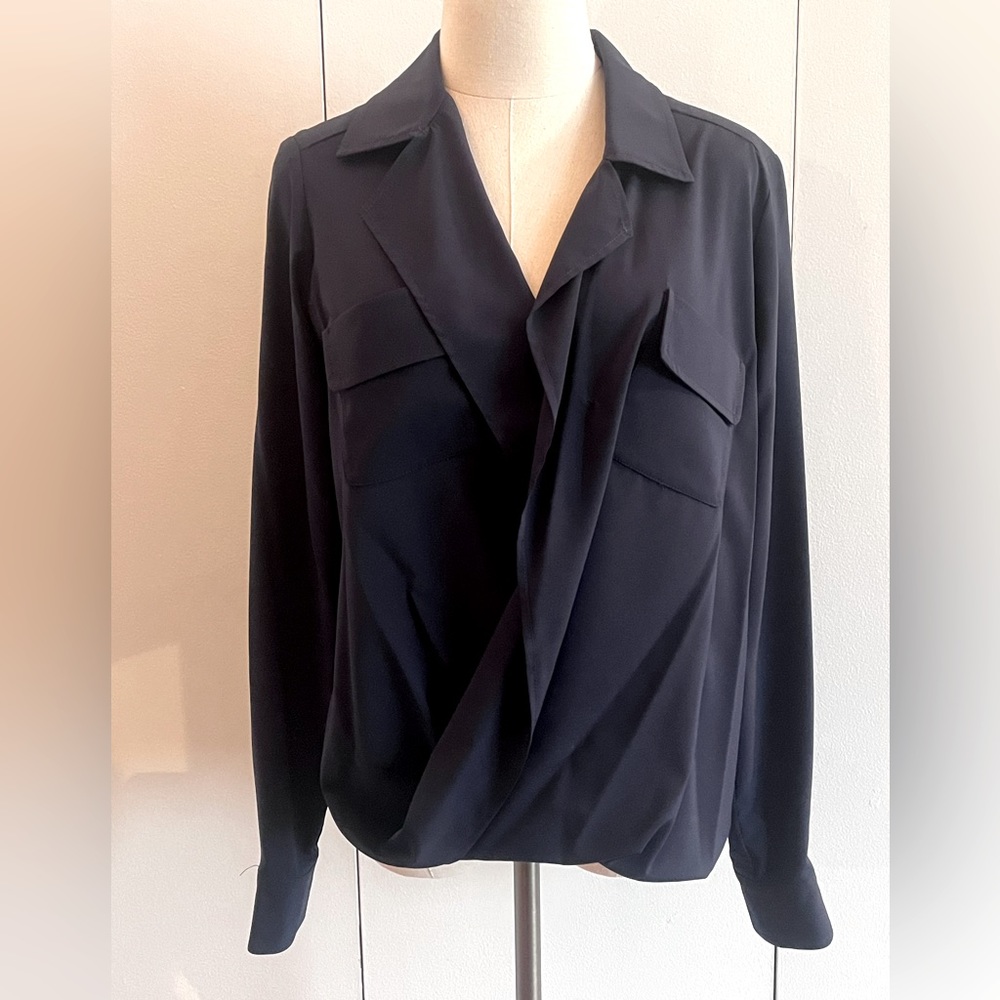 Alex + Alex Navy Blouse Sz 6